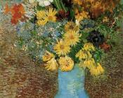 文森特 威廉 梵高 : 瓶中的雏菊和银莲花